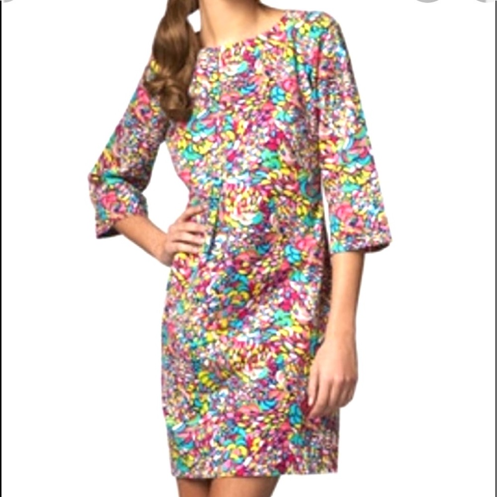 Lilly Pulitzer Caw Shauna Shift Dress 3/4 sleeve fully lined size 2
